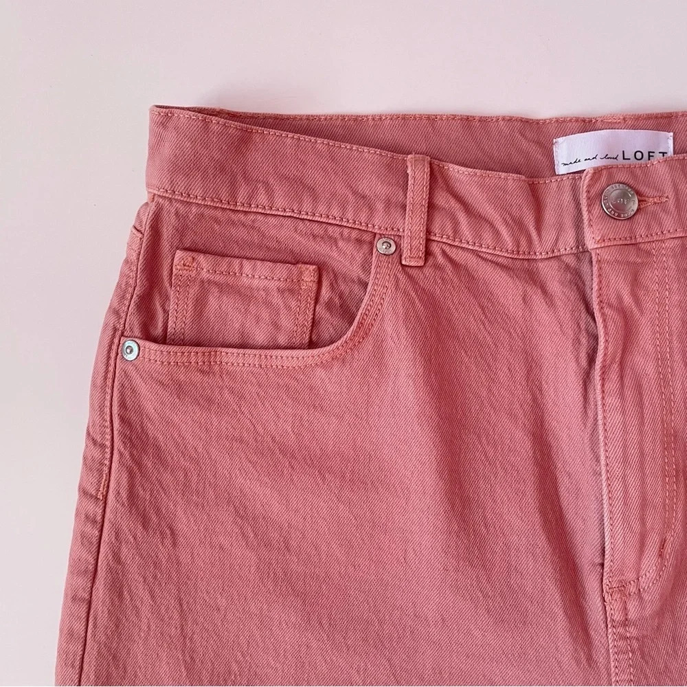 NWT! LOFT Womens High Waist Straight Crop Jean Blush Pink Frayed Hemline Size 31 - Picture 8 of 14